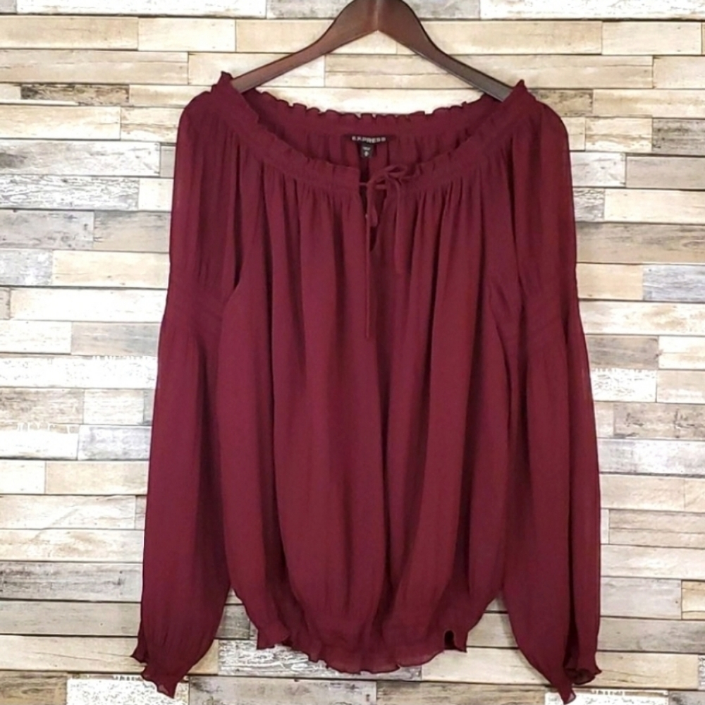 Deep Wine Sheer Boho Express Top